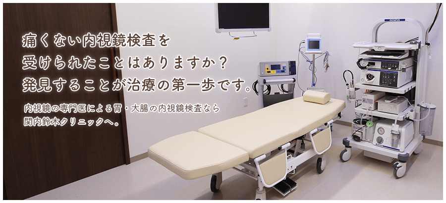 痛くない内視鏡検査を受けられたことはありますか？発見することが治療の第一歩です。 内視鏡の専門医による胃・大腸の内視鏡検査なら関内鈴木クリニックへ。